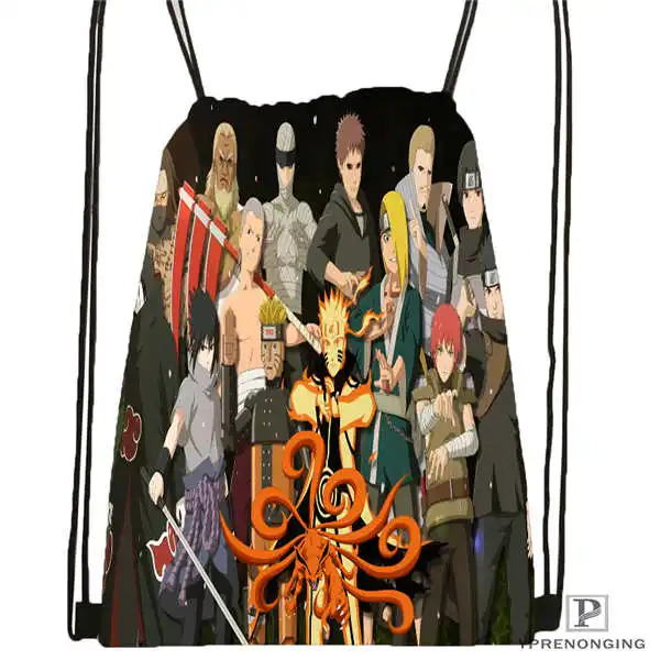 Drawstring Backpack Стикеры с Наруто походная сумка на шнурке милый рюкзак для детей(черная спинка) 31x40 см#2018611-2(5 - Цвет: Drawstring Backpack