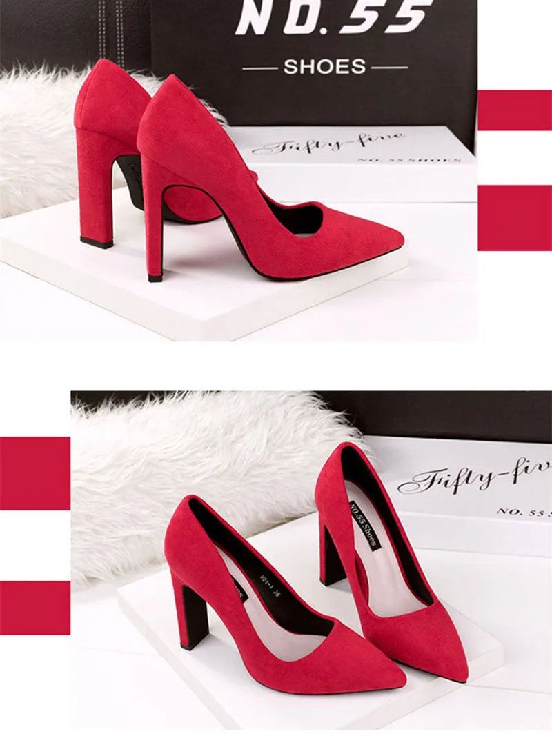 2020 Fahsion Thick Heel Pointed Toe Women Pumps High Heels Shoes Female Sexy Party Shoes Office Leisure Ladies Shoes VT707 (9)