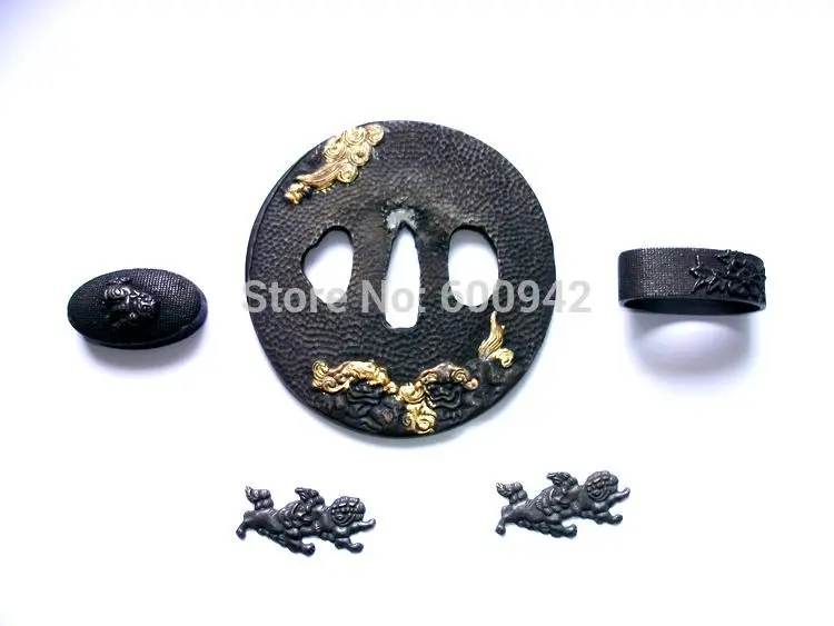 Кованый Tsuba Набор насадок для меча ниндзя катана broadsword Сплав Tsuba-собака