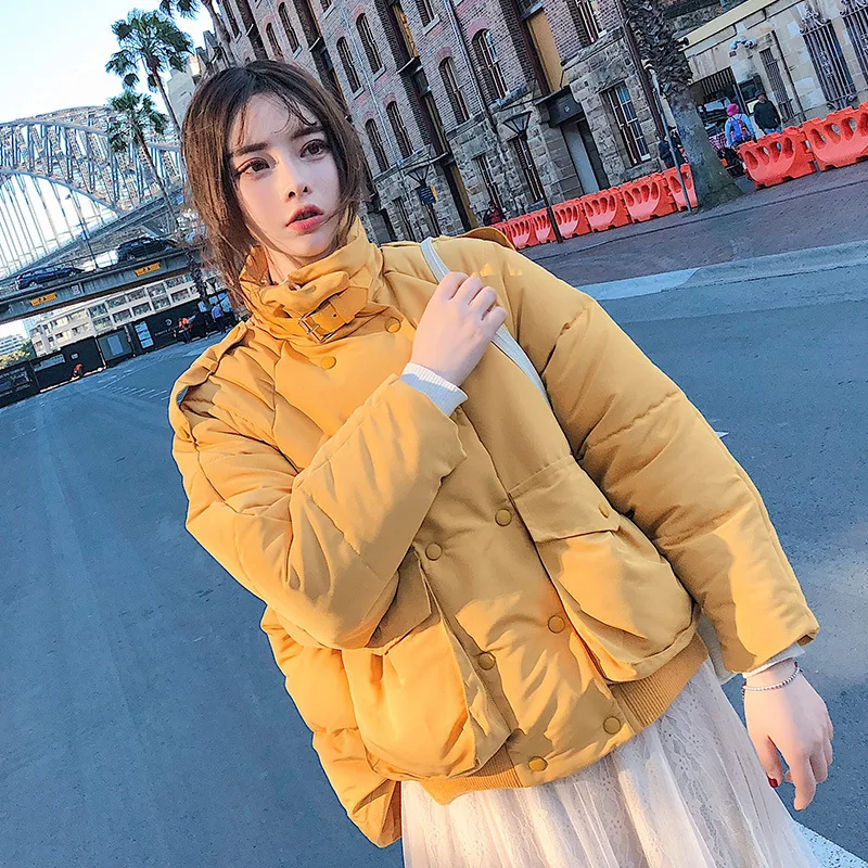

Large Pocket Workwear Cotton Coat Women's Short Cotton-padded Jacket Women's 2019 Winter New Style Korean-style Short-height Loo