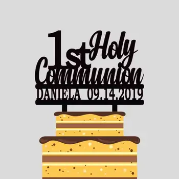 

Personalized Name Date First Holy Communion Acrylic Cake Topper For Kids Holy Communion Party Cake Decoration YC005