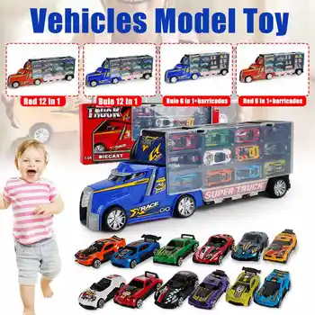 

Big Container Truck 6/12pcs Mini Racing Car Street Block Vehicles Model Toy for Kid Boy Girl Christmas New Year Birthday Gift
