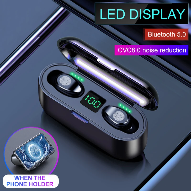 TWS 5 0 Bluetooth 9D стерео наушники беспроводные IPX7 водонепроницаемые 2000 мАч LED смарт