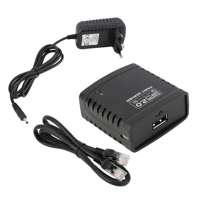 10/100 Мбит/с Ethernet к USB 2 0 Сеть LPR печать сервера LAN адаптер принтеры поделиться черный