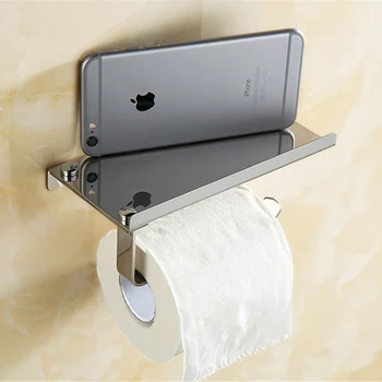 

Stainless Steel Toilet Paper Holder for Phones Shelf Roll Tissue Box Towel Rack Bathroom Storage Organizer Household Items