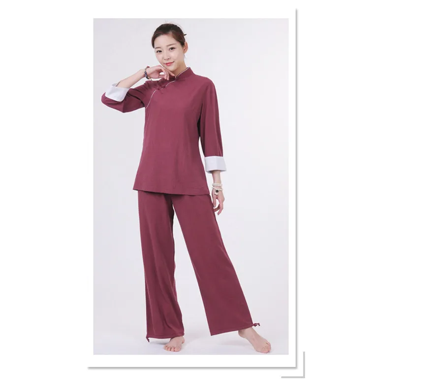 Tai chi Униформа женская льняная серый и винный красный цвет Высокое качество ушу кунг-фу одежда femme крыло костюм для вин-Чунь набор одежды для йоги