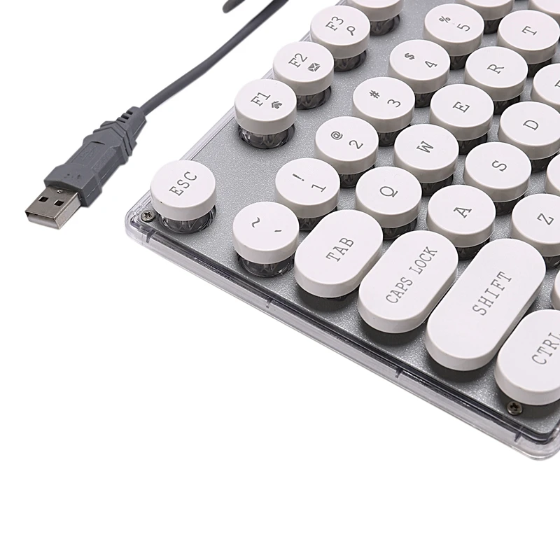 KINGANGJIA JK-705 Проводная USB клавиатура Радужная светящаяся панк Хрустальная круглая шляпа клавиатура Проводная клавиатура
