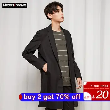 

Metersbonwe Men Spring New Casual Long Jacket Trench Coats Men Fashion Handsome Solid Color Suit style Windbreaker