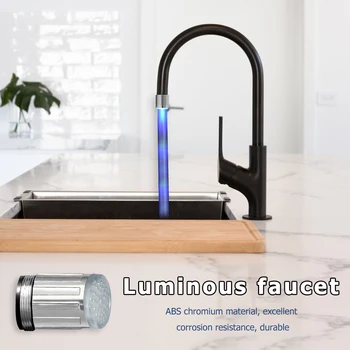 

Colorful LED Light-up Faucet Stream Creative Light Bathroom Shower Tap Filter for Household Kitchen Easy Supplies