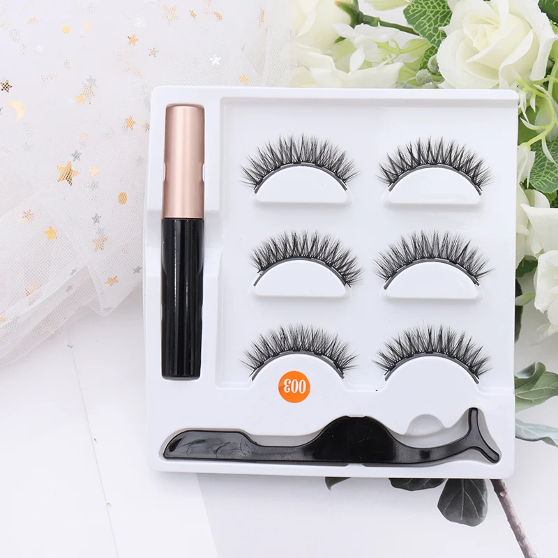 Makeup Magnetic Eyelashes and Liquid Eyeliner Set With Tweezer 3 Pairs Magnet False Eyelash Reusable Lashes No Glue Makeup Magnetic Eyelashes and Liquid Eyeliner Set With Tweezer 3 Pairs Magnet False Eyelash Reusable Lashes No Glue
