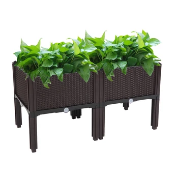 

Vegetable Flower Planting Box Pot 2Pcs Free Splicing Injection for Gardens Patios Balconies Restaurants Sturdy Durable[US-Stock]