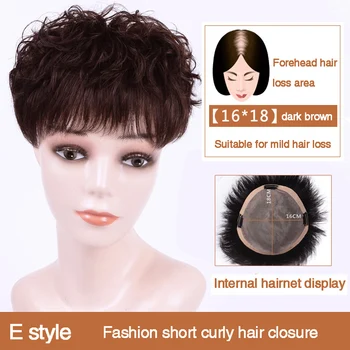 

Salonchat Remy Human Hair Clip In Toupee Hairpieces Straight Topper Hair with Bangs for Women 7Styles Available 16*18 Closure