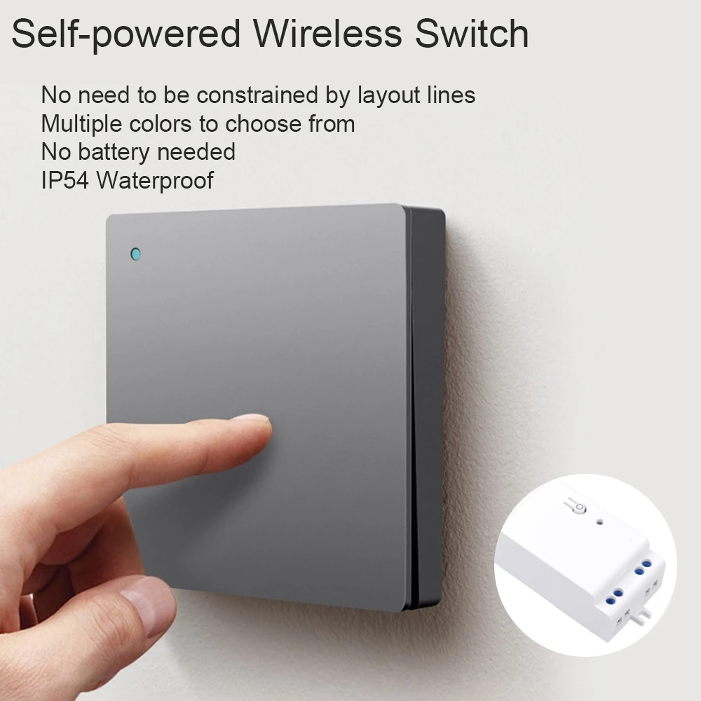 Wall Light Switch Selfpowered Remote Control No Battery No Wire Ip54