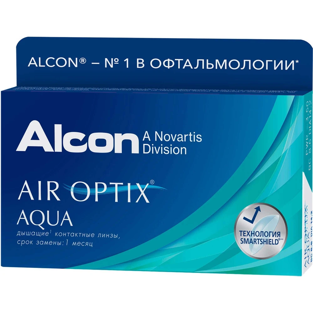 Контактные линзы Air Optix Aqua Радиус кривизны 8.6 6 шт в упаковке | Красота и здоровье