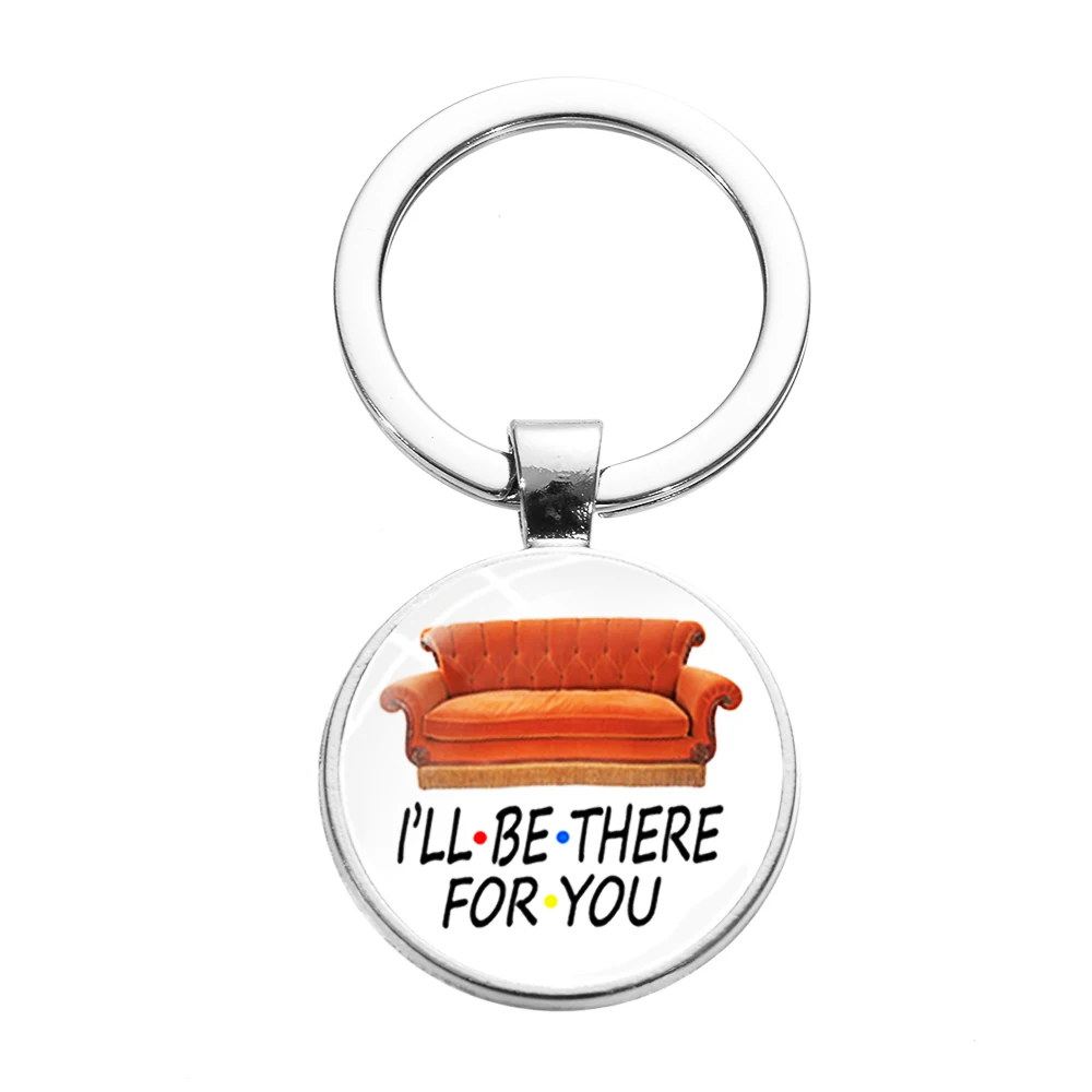 SONGDA Newest Friends TV Show Keychain 25th Anniversary Series Cartoon Fun Pattern Glass Dome Pendant Key Chain for Good Friend - Цвет: Style 2