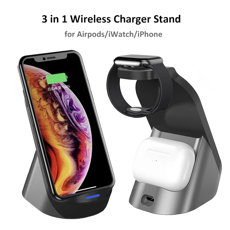 3 in 1 Wireless Chargers Dock Station For iPhone 11 12 pro Max SE2 XR XS Samsung Note 20 10 9 8 Fast Charging for Airpods iWatch