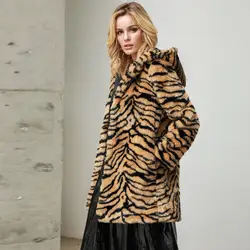 2019 осенне-зимний женский повседневный топ с длинными рукавами леопардовая верхняя одежда из искусственного меха кардиган свободный с
