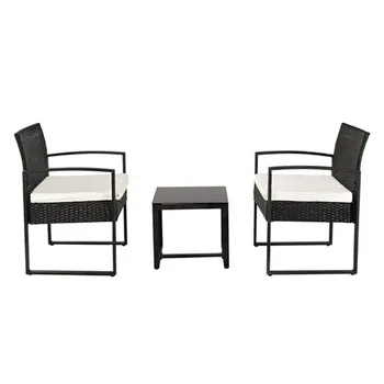 

Oshion Outdoor Balcony Terrace Three-piece Rattan Mini Leisure Set-Black