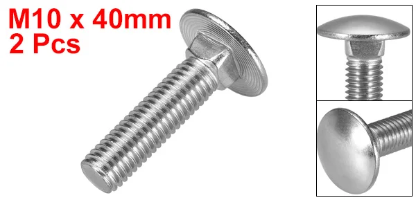 M10 x 40mm Uxcell 2 шт каретные болты Болт с квадратным подголовком круглая голова квадратная Шея 304 нержавеющая сталь M10x40/M10x45/M12x45/M12x30mm для дома - Цвет: M10 x 40mm