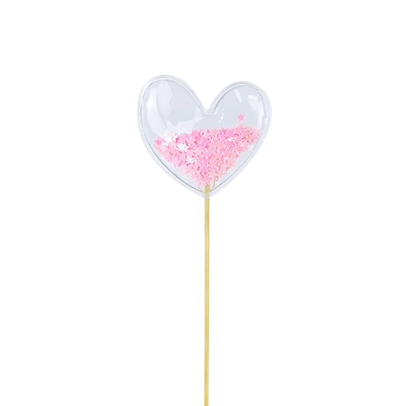 Transparent Confetti Love Heart Star Crown Mermaid Tail Cloud Shape Cup Cake Topper Valentine Children's Day Party Decorations