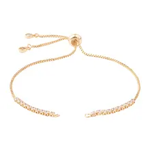 

10pcs Adjustable Brass Slider Extender Chain Bracelet With Cubic Zirconia Beads for DIY Bracelet Jewelry Making