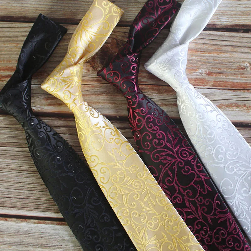 Модный классический жаккардовый галстук 8 см для мужчин красный белый золотой галстук свадебная деловая вечеринка галстук