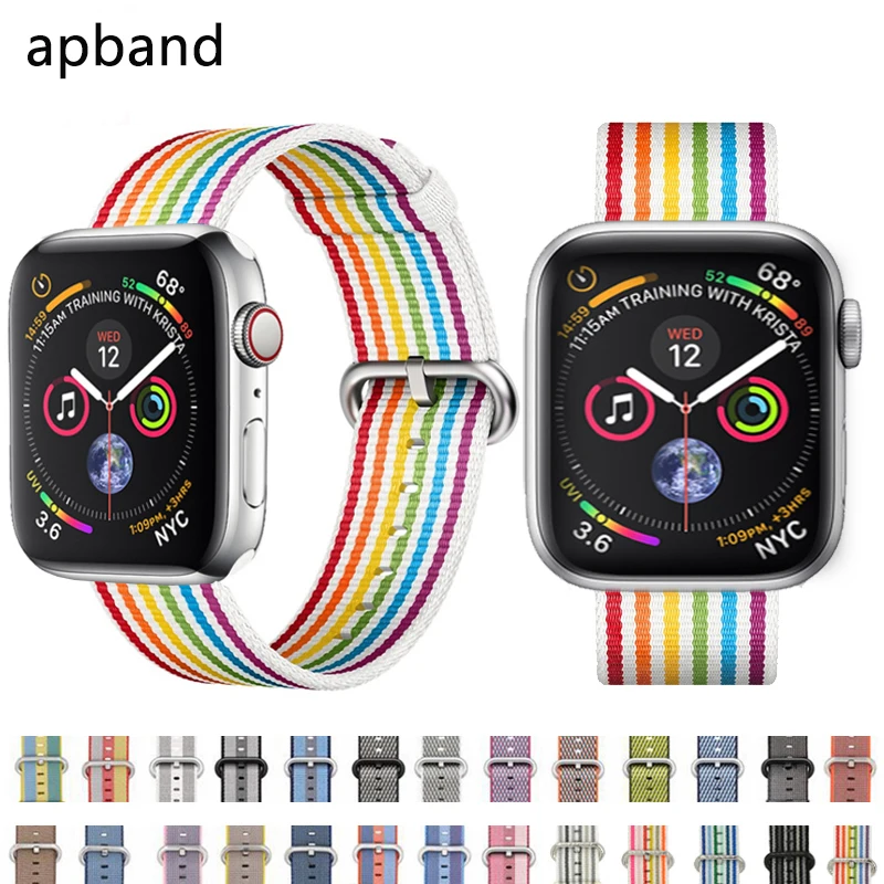 Лямка из нейлоновой ткани для наручных часов Apple watch, версии 44 мм 40 мм, correa, aplle watch 42 мм, 38 мм, браслет на запястье ремень наручных часов Iwatch, 4/3/2/1