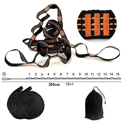 520 LBS Loading Adjustable Tree Friendly Swing Hammock Tree Straps with Heavy-Duty Carbon 