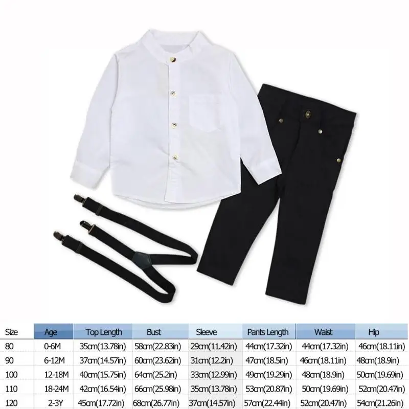 Костюм Джентльмена для мальчиков; комплект из рубашки с длинными рукавами; брюки на подтяжках; детская модная осенняя одежда для мальчиков; Детские комплекты