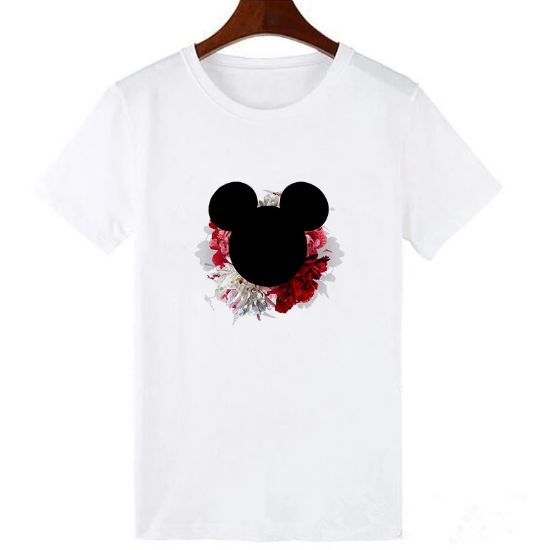 Оригинальная одежда, Женская Футболка Harajuku, футболка с цветочным рисунком Микки Мауса, уличная одежда, топы в Корейском стиле, Kawaii Camiseta Mujer