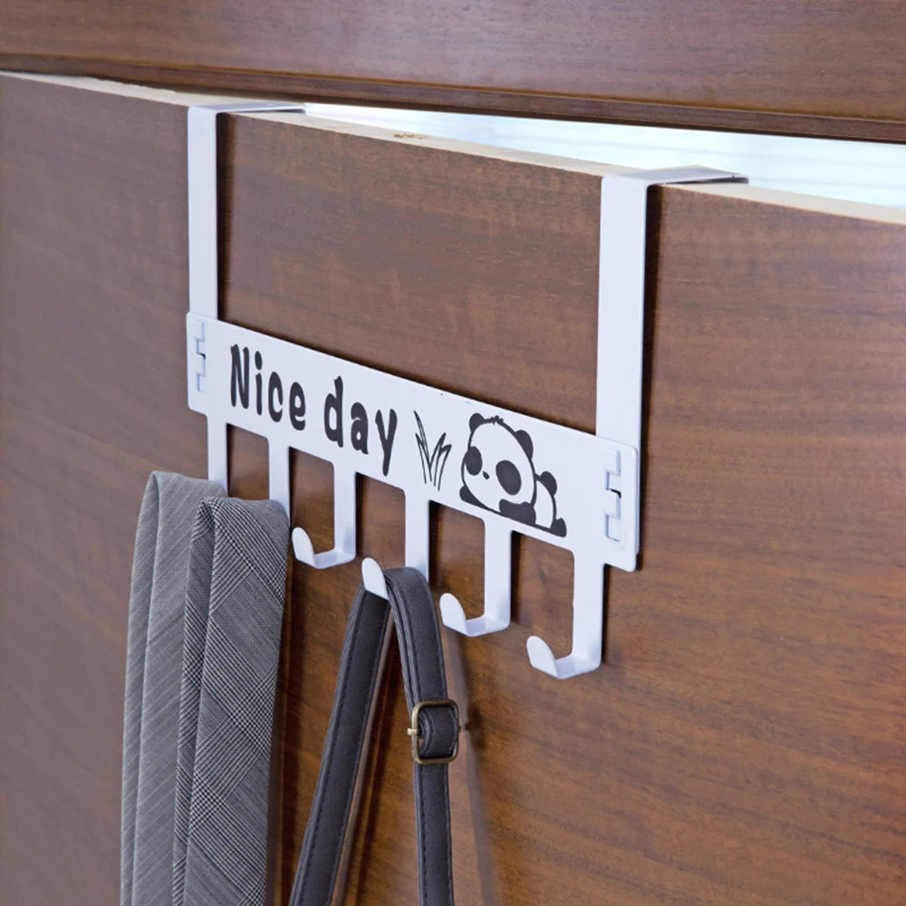 6 Hook Door Back Hanger Stainless Steel Cabinet Back Hook Household Storage Supplies Kitchen Towel Cleaning Cloth Hanger
