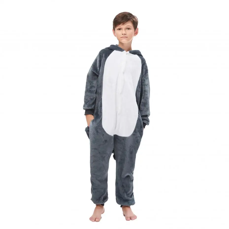 Детские фланелевые пижамы; детская зимняя одежда для сна; Пижама для мальчиков и девочек; комплект пижамы с рисунками животных кигуруми и диреволка; Пижама