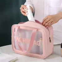 PU Women Travel Storage Bag Toiletry Organize Waterproof PVC Cosmetic Bag Portable Transparent MakeUp Bag Female Wash Bag 1