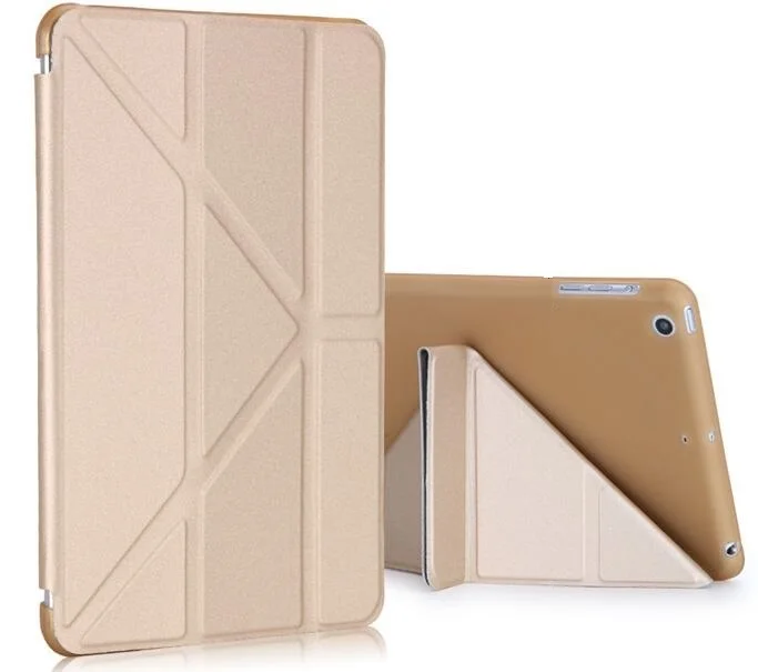 Golden 6-складной чехол-книжка Тонкий чехол для iPad Air 1 Air 2 Smart Auto-Sleep чехол A1474 A1566 подставка TPU Защитный чехол для iPad Air 1 2 флип чехол из ТПУ - Цвет: Golden