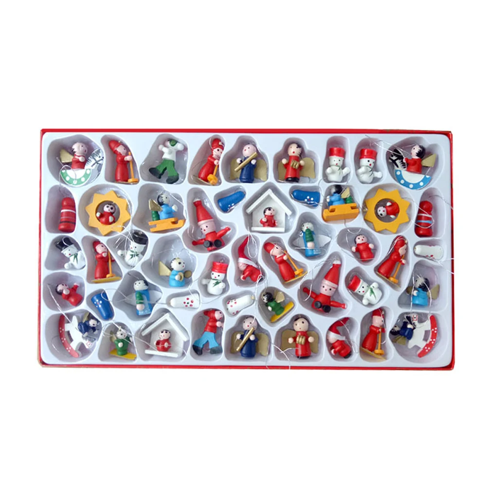 

48pcs/set Christmas Pendant Hanging New Year Ornaments Tree Decoration Wooden Mini Gifts Figures Holiday Door Window Home Toy