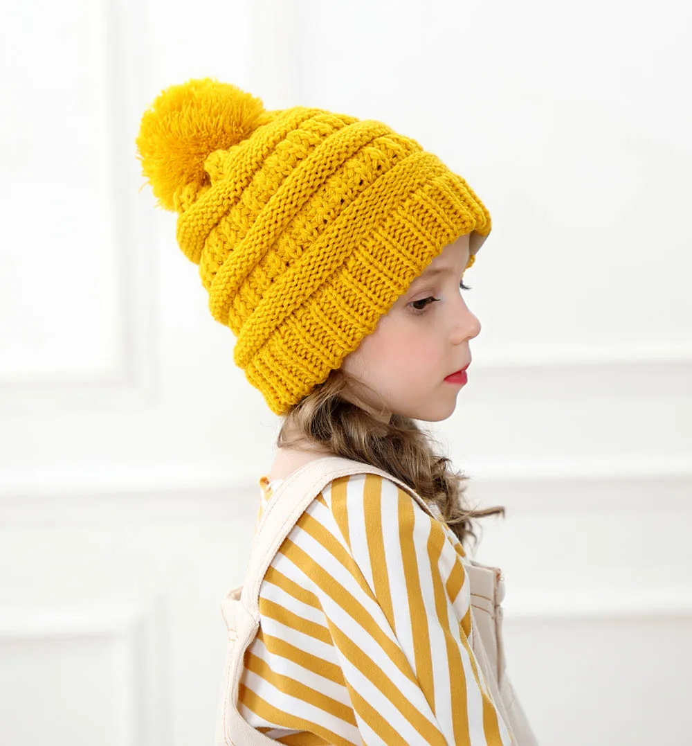

AWAYTR 11 Colors Children's Hat Autumn Winter Wool Knit Caps for Girls Boys Ins Skullies Headwear Beanie Hats