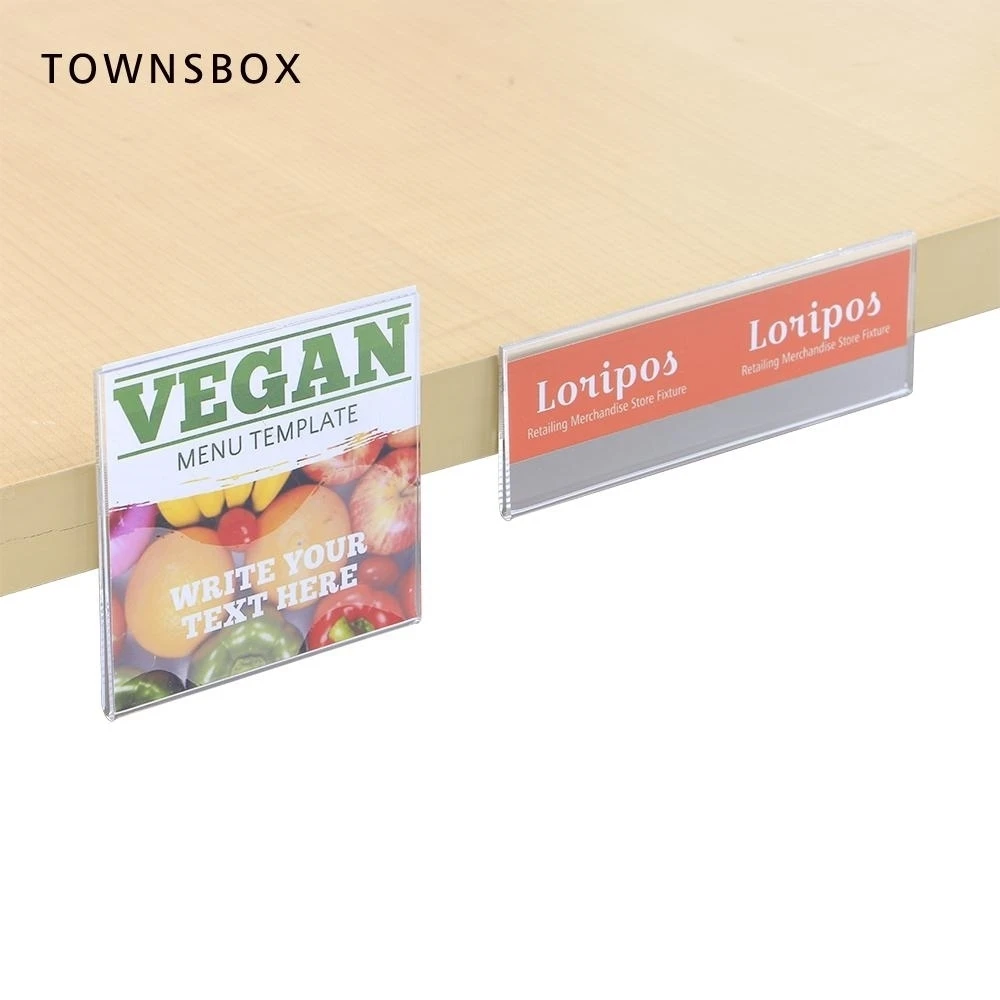 

Clear Price Tag Clip Sign Card Holder Flat Data Strip Sign Holder Racks Acrylic Card Display Holder
