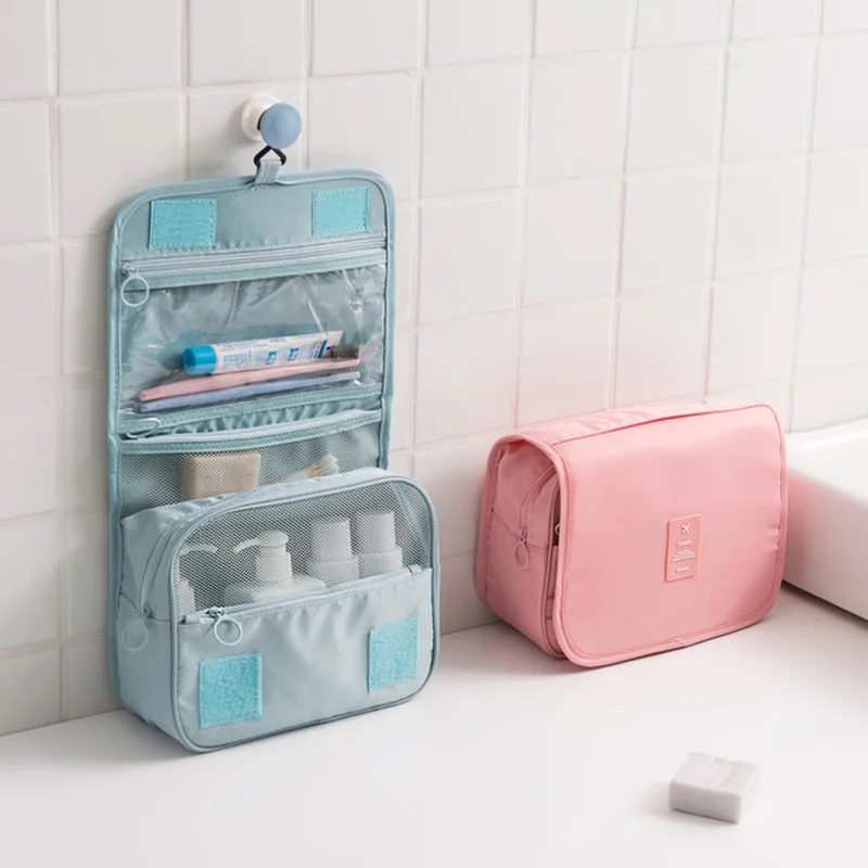 New Portable Travel Wash Makeup Bag Hanging Storage Luggage Organizer Zip Bag Women Zipper Lock Waterproof Cosmetic Pouch Travel