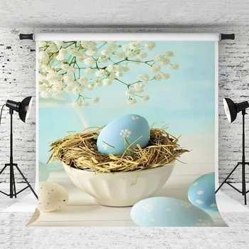 

VinylBDS Easter Photography Backdrops White Nest Egg Studio Props Photography Vintage Backdrops For Photography