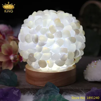 

Natural White Agates Chip Beads Cluster DIY Pineapple Lamp Home Decoration Jewelry,USB LED Gemstones Lamp Spirit Healing Jewelry