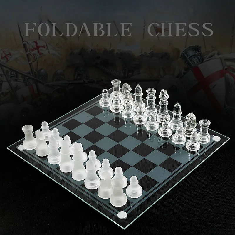 Board Game Table Games Chess Pieces And Board Chess Pieces Chess Puzzle Game Chess Chessbaord Craft Crystal Luxury Glass Chess Set Anti-broken Elegant Glass Pieces Board Game L Board 35cm Kids Toys