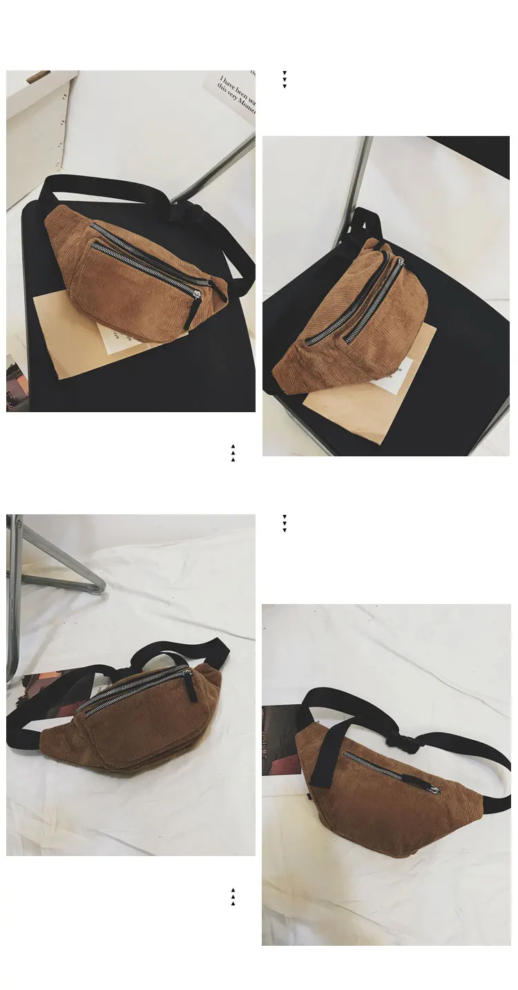 Fashion Corduroy Fanny Pack Women Waist Bag Belt Money Travel Sport Bum Bag bags for women chest bag