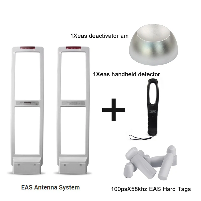 

AM 58Khz EAS Security System Kit with Hard Labels Tags & Disassembler & Detector EAS Gate for Supermarket Clothing Shop Store
