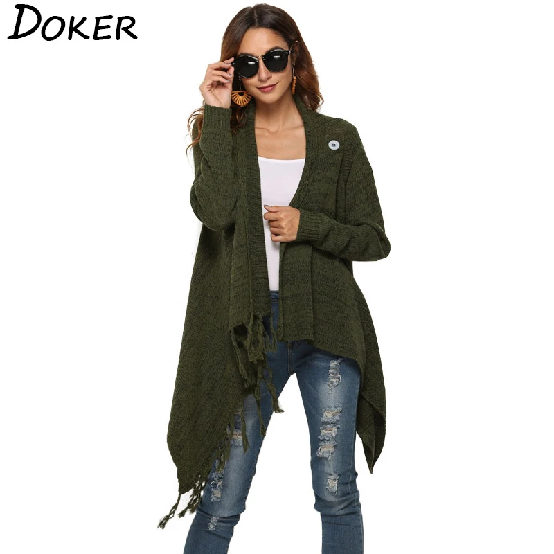 

Autumn Winter New Long Cardigan Women Oversized Long Sleeve Knitted Sweater Single Button Cardigan Female Elegant Knitwear Coat
