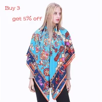 LESIDA Pure Silk Scarf Women Large Shawls Stoles Tree Print Square Scarves Echarpes Foulards Femme Wrap Bandanas 130*130CM 1303 2