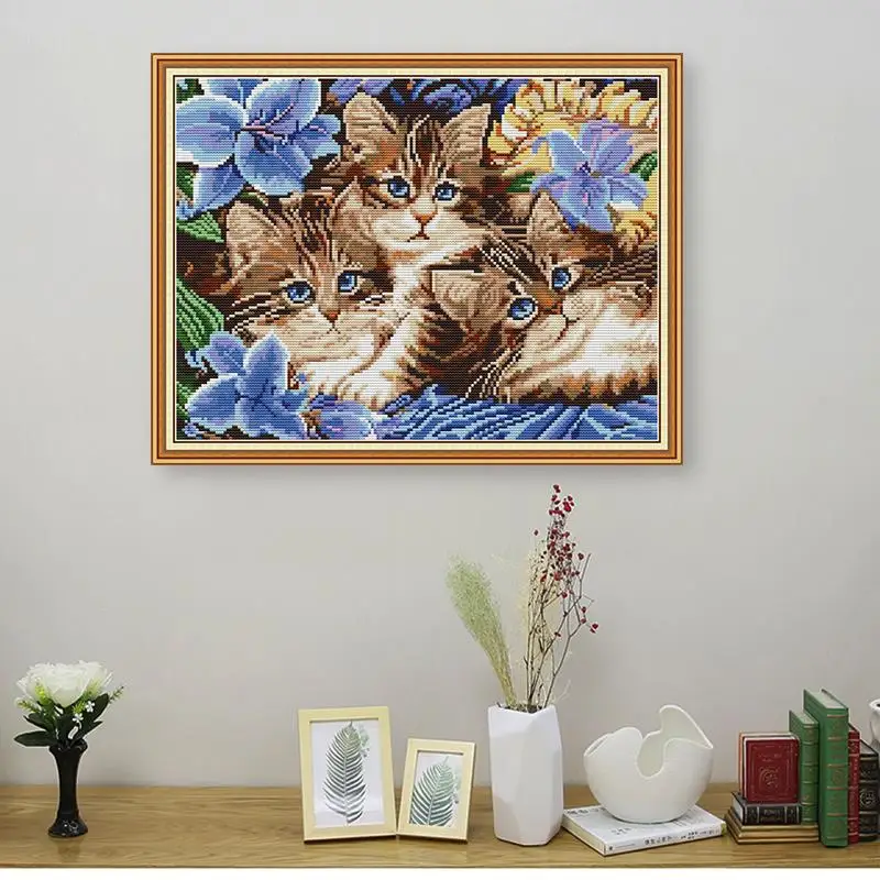 Набор для вышивки крестиком с милыми животными три котята Joy Sunday 11CT14CT набор