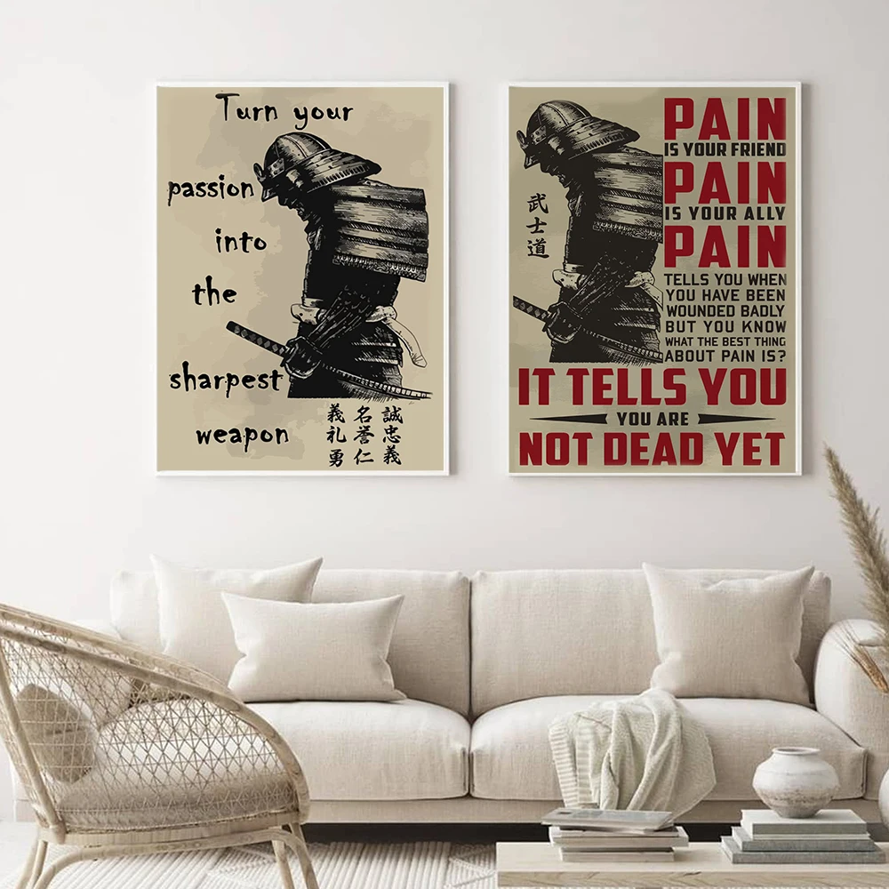 Japanese Artwork Samurai Quote Canvas Painting Japan Prints Pictures Anime Modular Nordic Poster For Living Room Home Decoration Japanese Artwork Samurai Quote Canvas Painting Japan Prints Pictures Anime Modular Nordic Poster For Living Room Home Decoration