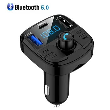 

Bluetooth 5.0 Fm Transmitter Car Kit MP3 Modulator Car Charger QC3.0 3 USB Port With LED Screen