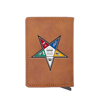 

Retro Freemason Order of the Eastern Star Card Holder Wallet Classic Masonic Men Women Leather Rfid Aluminum Short Purse