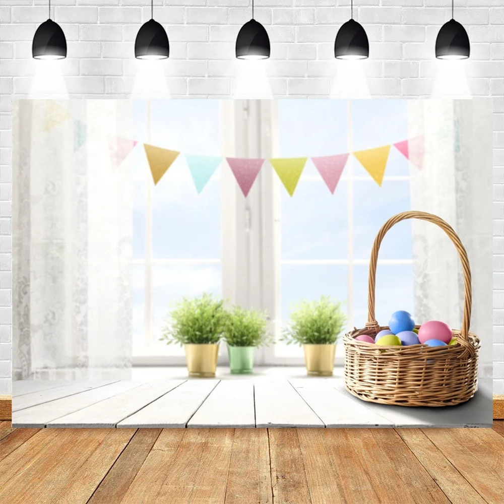 

Yeele Spring Easter Eggs Window Curtain Room Newborn Baby Portrait Backdrop Vinyl Photography Background For Photo Studio Shoot